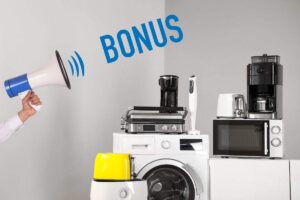 Elettrodomestici nuovi con la scritta bonus
