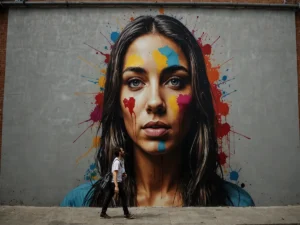 donna dipinta su un muro per strada